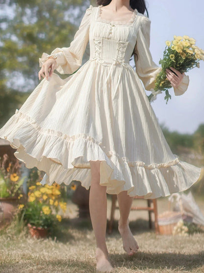 オイルネックスクエアフラワー+ペイントフレンチビスチェドレス