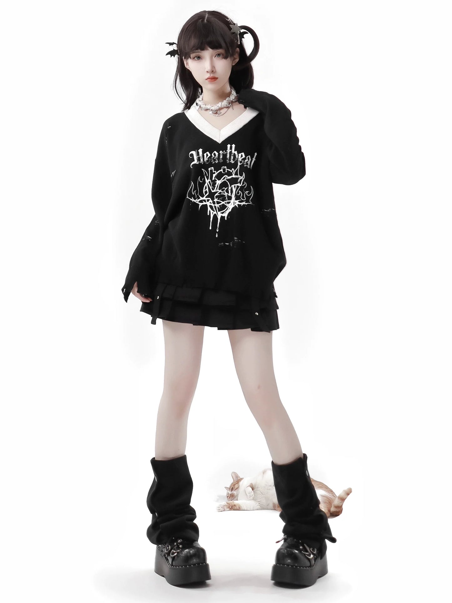 トップス ダーク スプリング ニット キャミソール プリント Vネック ホルターネック ボウ サマー