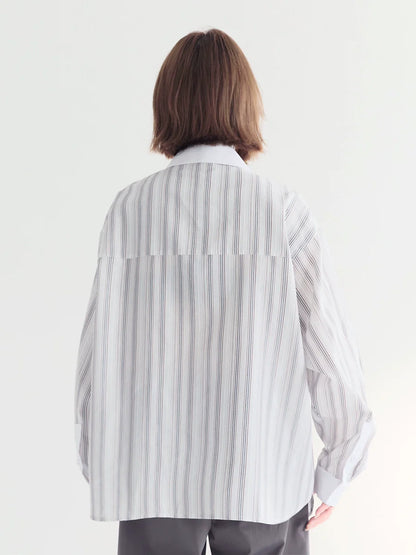 Shirt Striped Loose Sheer