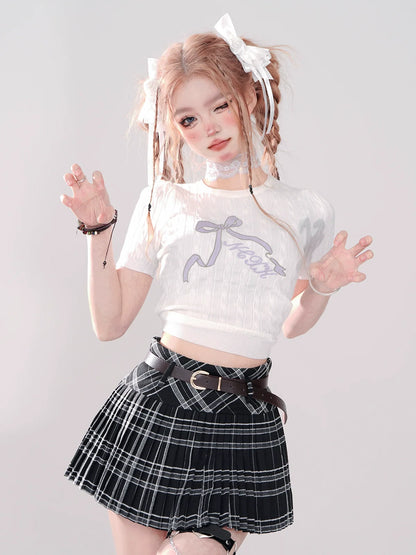 ガーリーなリボンショートトップタイト