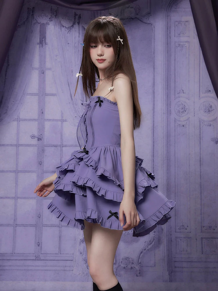 Tiered Top Lace-Up Cake Dress Tube