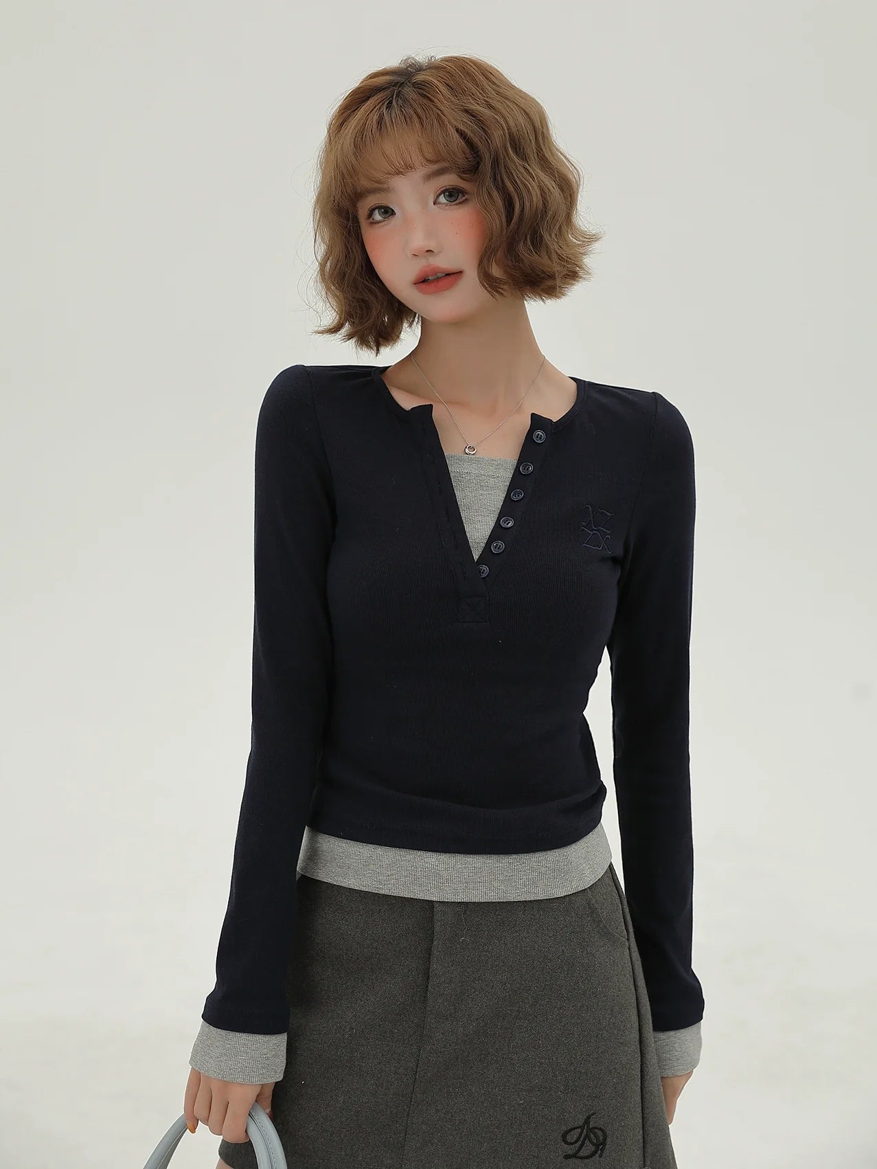 Faux Long Slim Simple Piece American T Two