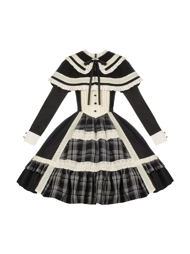 Night Check Elegant White Short + Dress Cape