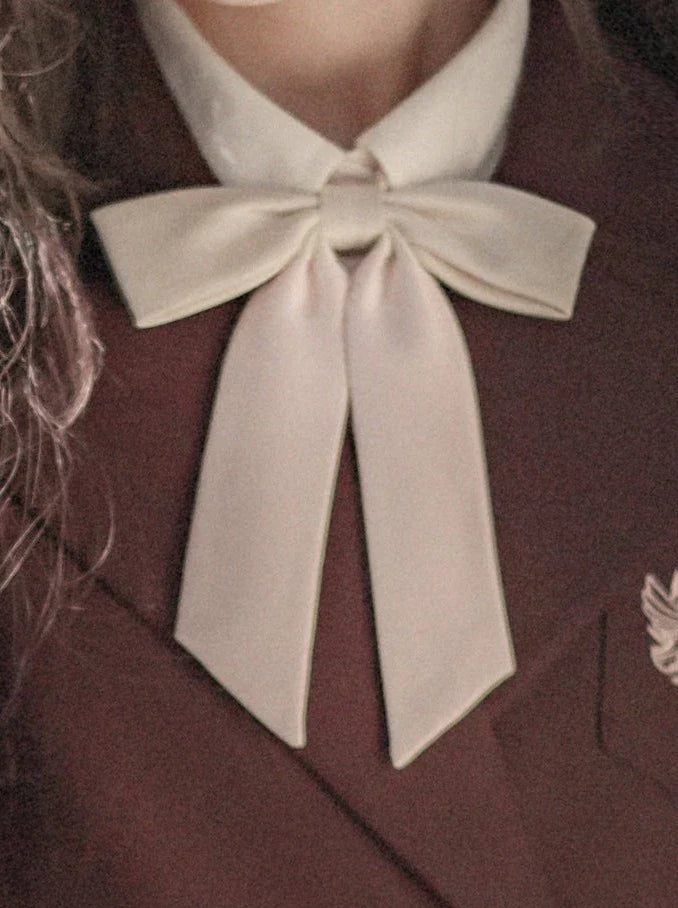 Chiffon Skirt Style Ribbon Inner Accessories V-Neck Cream Shirt College Vest