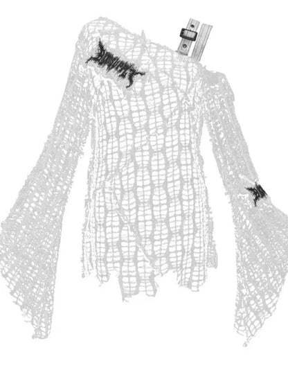 Top Gothic Weiß Beschädigt