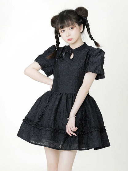 ドレス ジャカード チャイナスリーブ パフ