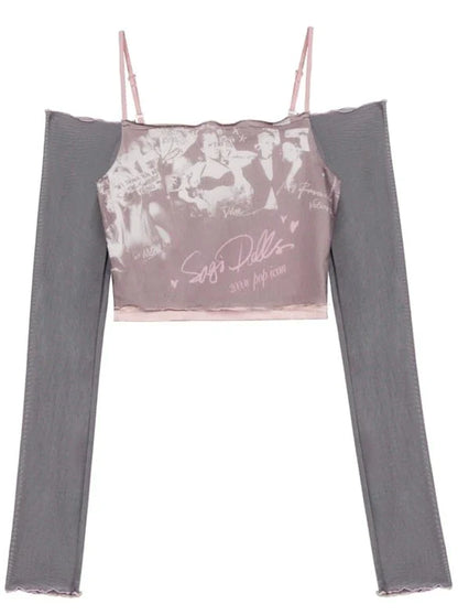 Schmales, kurzes Top mit transparentem Cami-Design