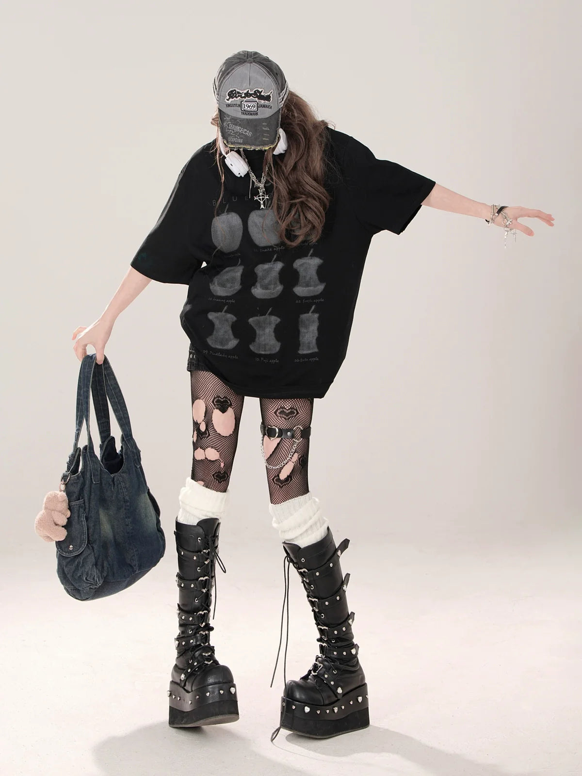 アップルプリント ルーズTシャツ アメリカン