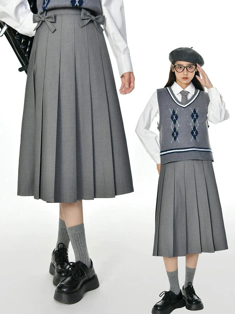 Ribbon Skirt Preppy Style Pleated Retro