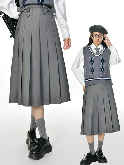Ribbon Skirt Preppy Style Pleated Retro