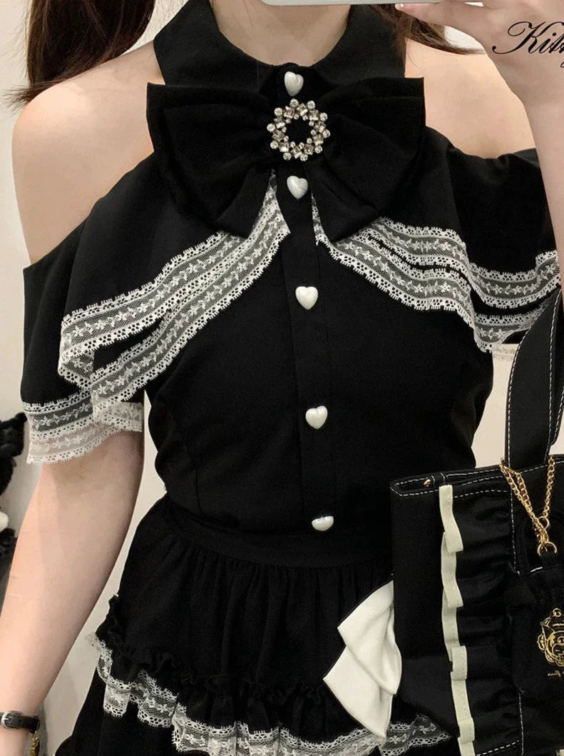 Landmine Off -Shoulder Lace Shirt