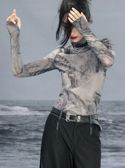 Retro dunkles transparentes Oberteil