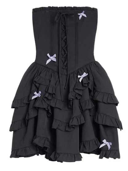 Tiered Top Lace-Up Cake Dress Tube