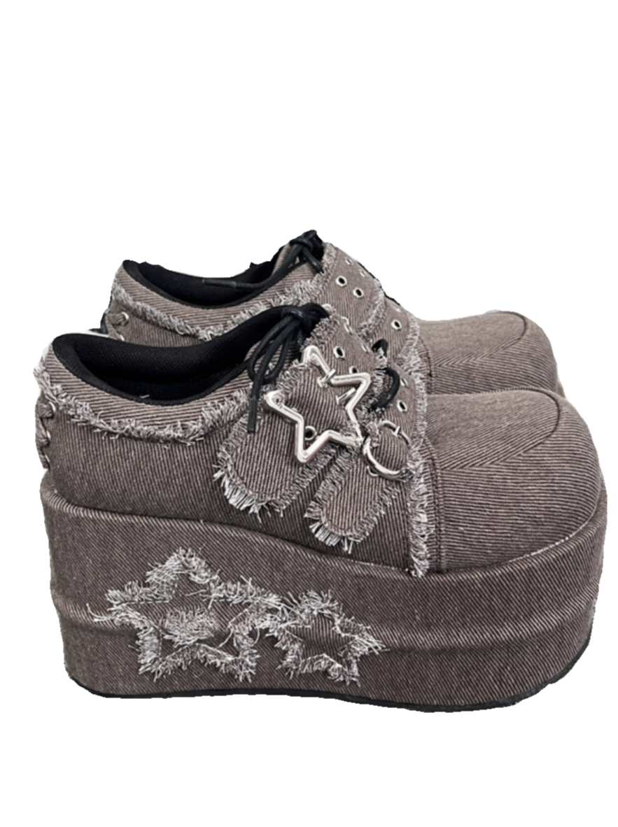 Denim Subculture Hot Girl Shoes Platform Star