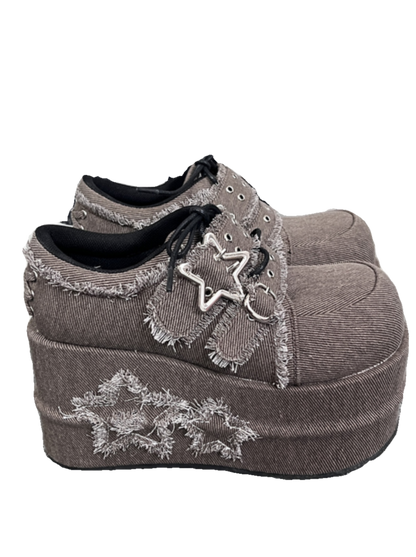 Denim Subculture Hot Girl Shoes Platform Star