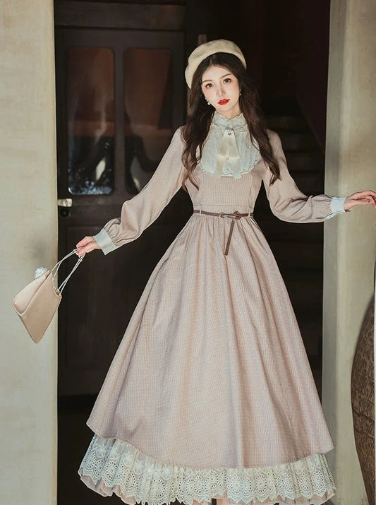 レトロ ロング ガーリー ドレス