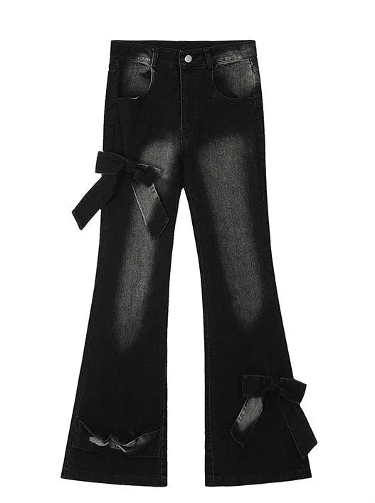 リボンスリムフレアデニム