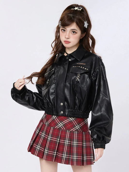 Short Motorcycle-style Jacket American Leather