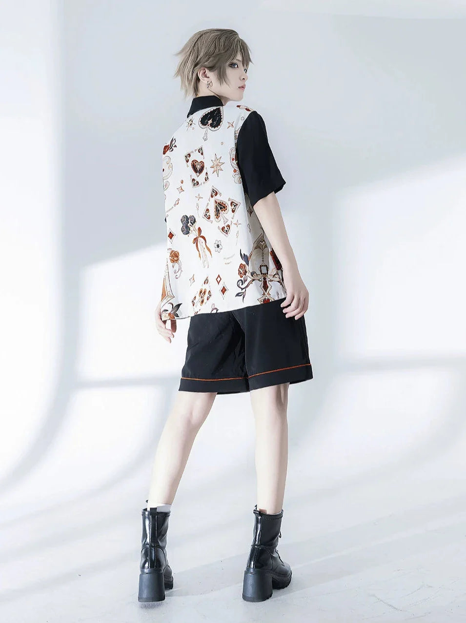 Embroidery Shirt + Shorts Retro Print Flowerdrunk