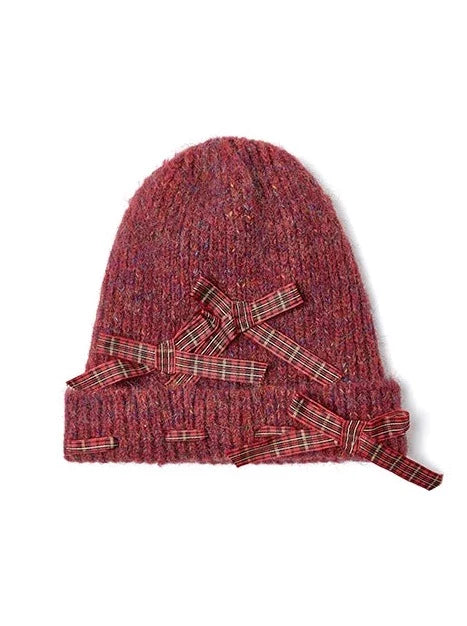 Ribbon Ribbed Knit Top + Ribbon Knit Hat + Knit Flowers