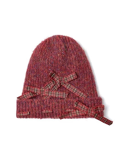 Ribbon Ribbed Knit Top + Ribbon Knit Hat + Knit Flowers