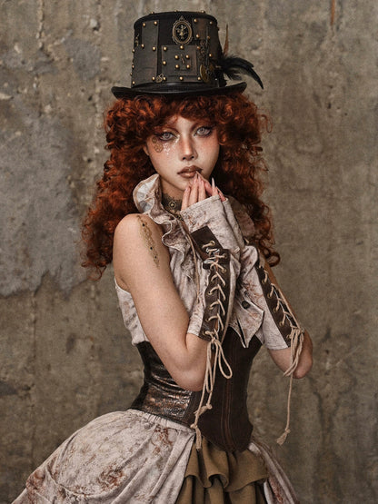 レッグブラウンレースアップウォーマー