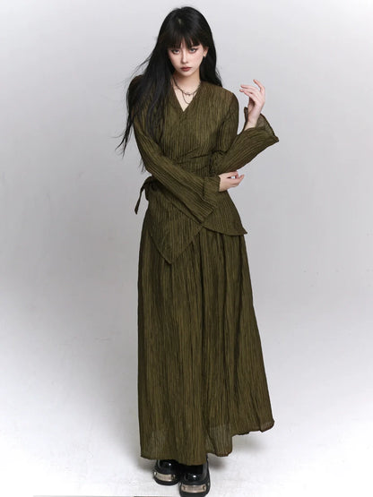 Loose + Long Waist Skirt Top Retro Dark