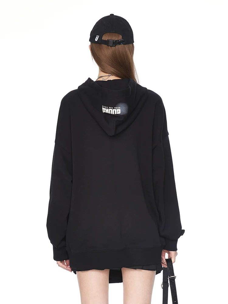 Logo Hooded Overloose Dark Hoodie