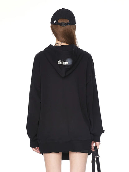 Logo Hooded Overloose Dark Hoodie