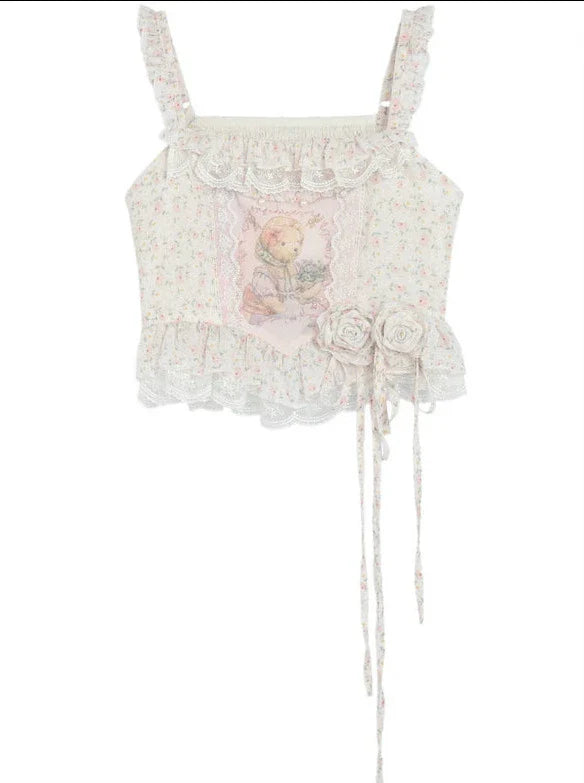 チュチュレースの妖精プリンセスジャケット、ショートキャミソール、テイルフローラルスカート