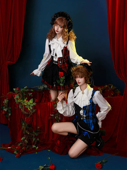 スーツセット チェック ベスト パンツ スカート シャツ プリンス