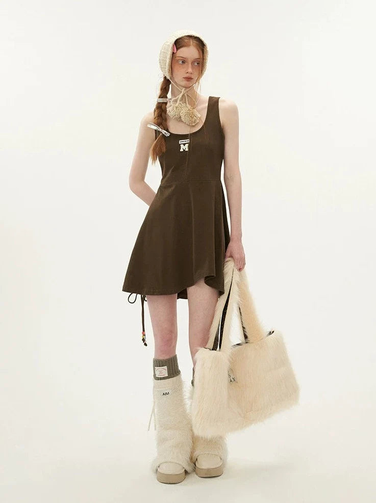 Neck College Strap Vest Style Dress