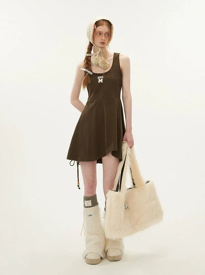 Neck College Strap Vest Style Dress