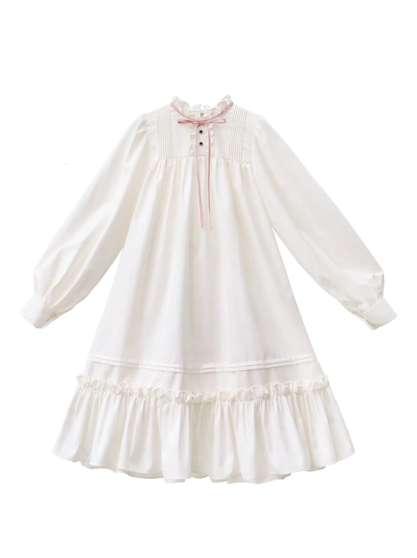 Badge Pink Frilled Doll + Lolita + Dress Off-White Coat Collar