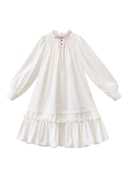 Badge Pink Frilled Doll + Lolita + Dress Off-White Coat Collar