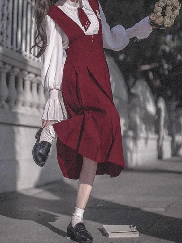 College Spitze Rot Retro Rot Abzeichen Chiffon Elegantes Hemd Krawatte Emblem Sommerkleid