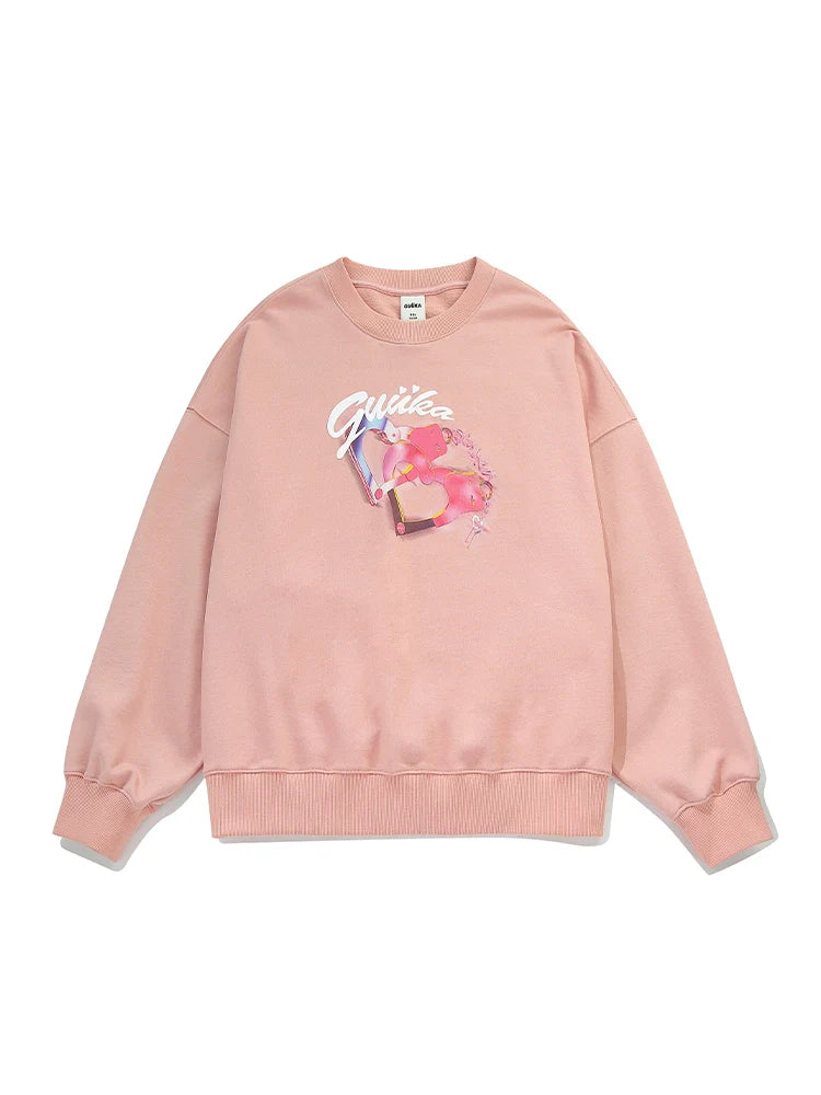 Retro süßes Sweatshirt Logo Pinky Over