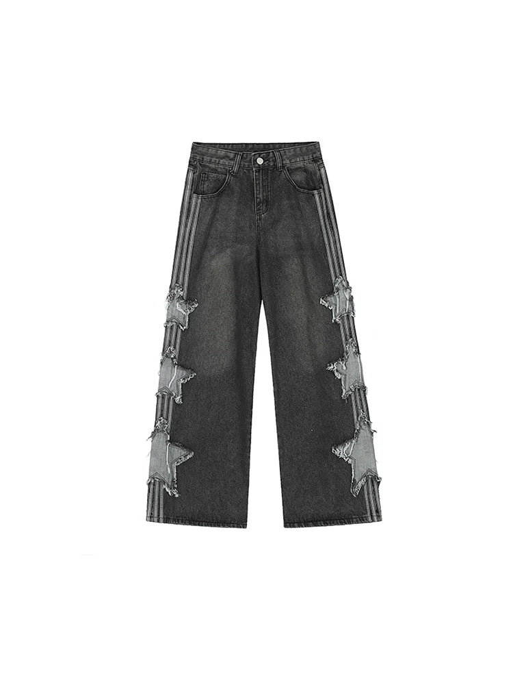Side Denim Star With Sesign Wide Pants