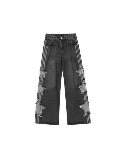Side Denim Star With Sesign Wide Pants