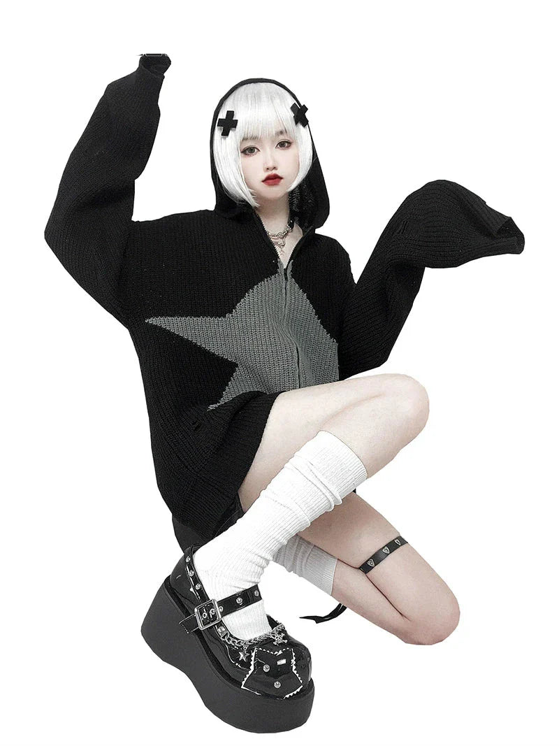 Schnalle Star Toe Platform Denim One Punk Runde Schuhe