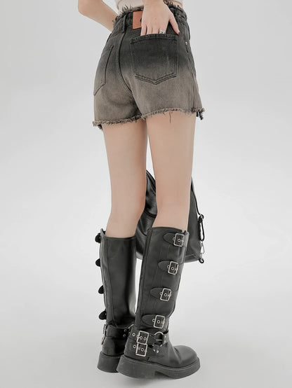 American Style Shorts Gradient Skirt Denim