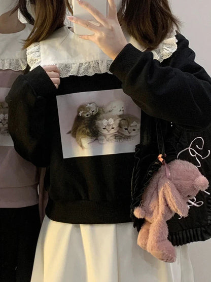 Race Square Sneaker mit farbigem Katzen-Print