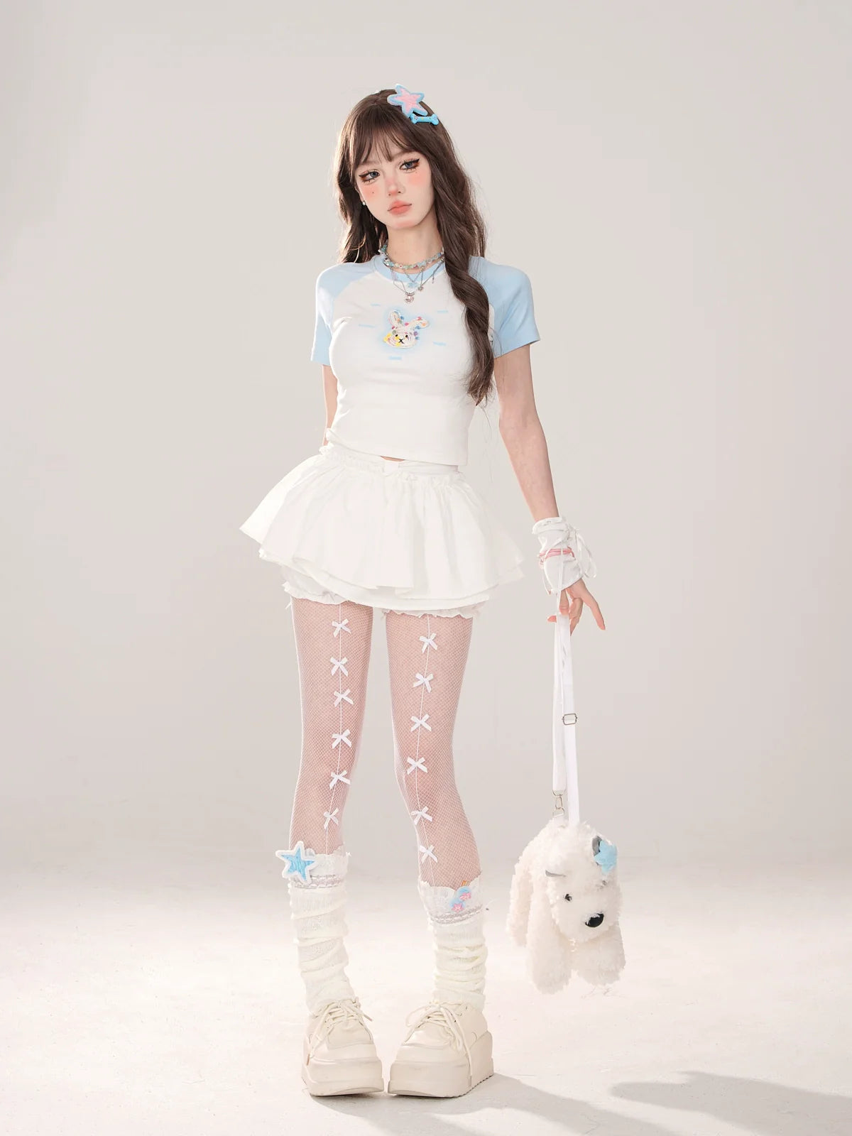 バニーショートラグランキュートTシャツ