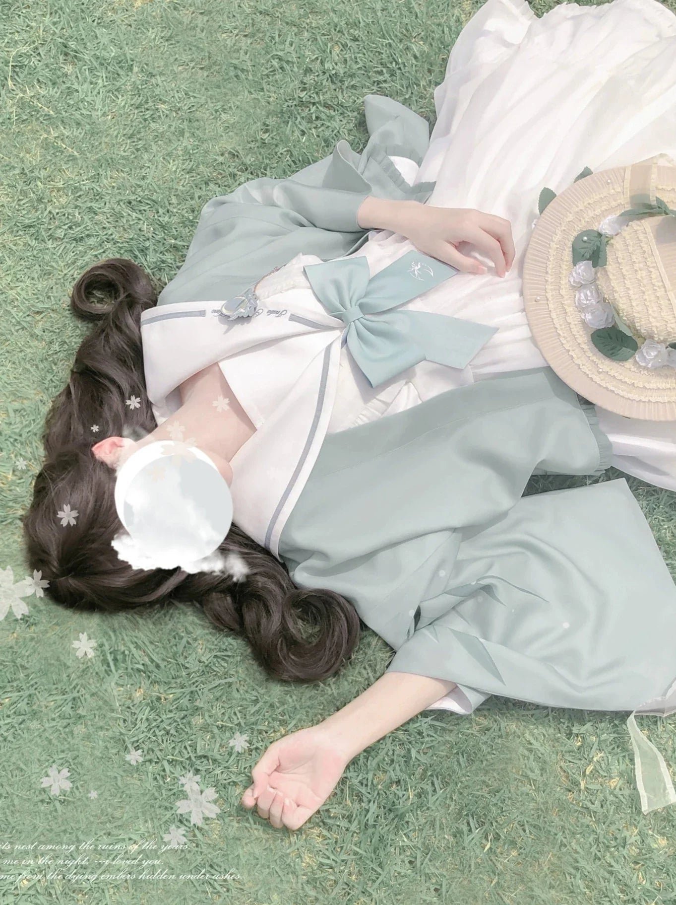 Tie Collar Puff + Sleeve Sailor Haori Tulle Dress Ribbon + Badge Overskirt