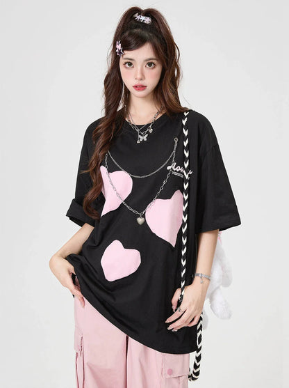 オーバーサイズTシャツ ルーズチェーンラブ