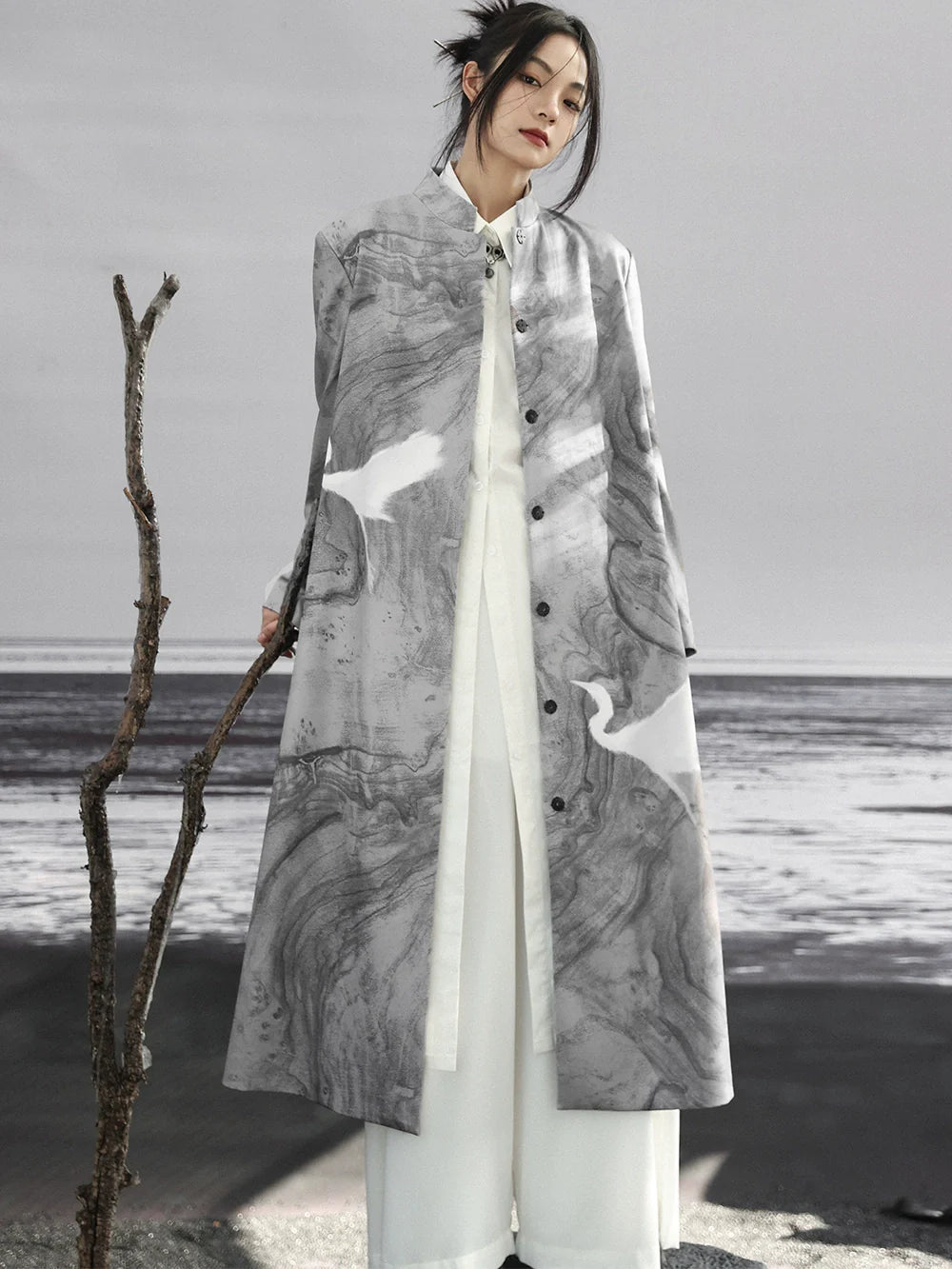 ロングコート マーブル チャイナモード