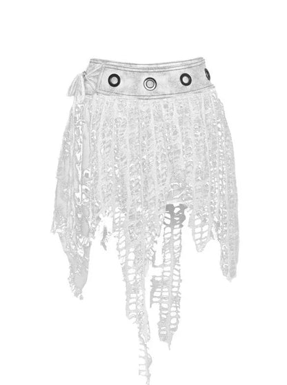 White Asymmetrical Jellyfish Pure Skirt