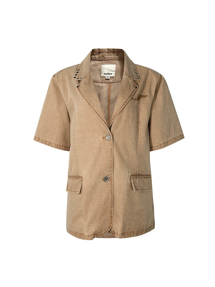 スタイル カーキジャケット デニムウエストランド