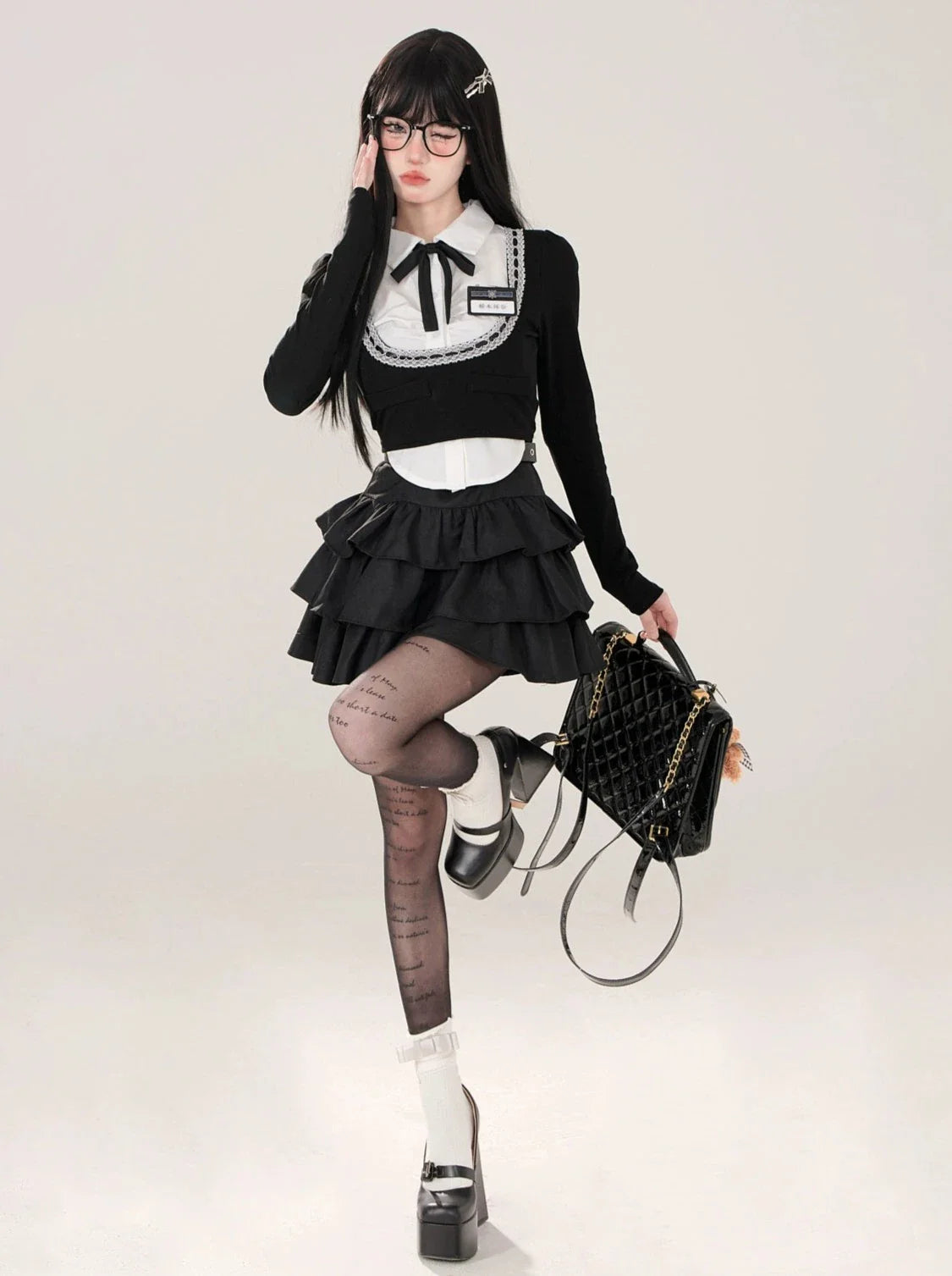 Shirt College French Open Neck Top