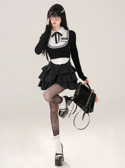 Shirt College French Open Neck Top